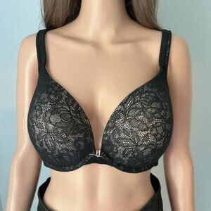 Cacique Black Floral Lace Bra 44B